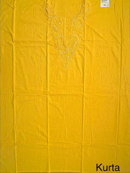 Yellow Hand Embroidery Pure Cotton Suit