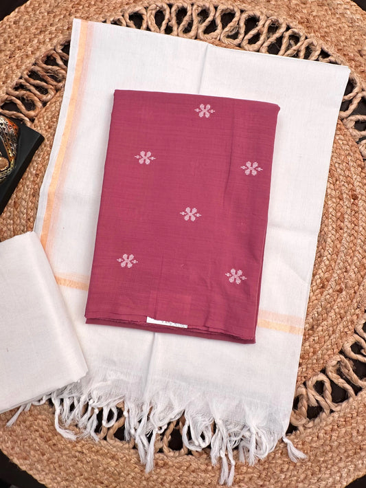 Dusky Pink Siya South Cotton 3-Piece Suit