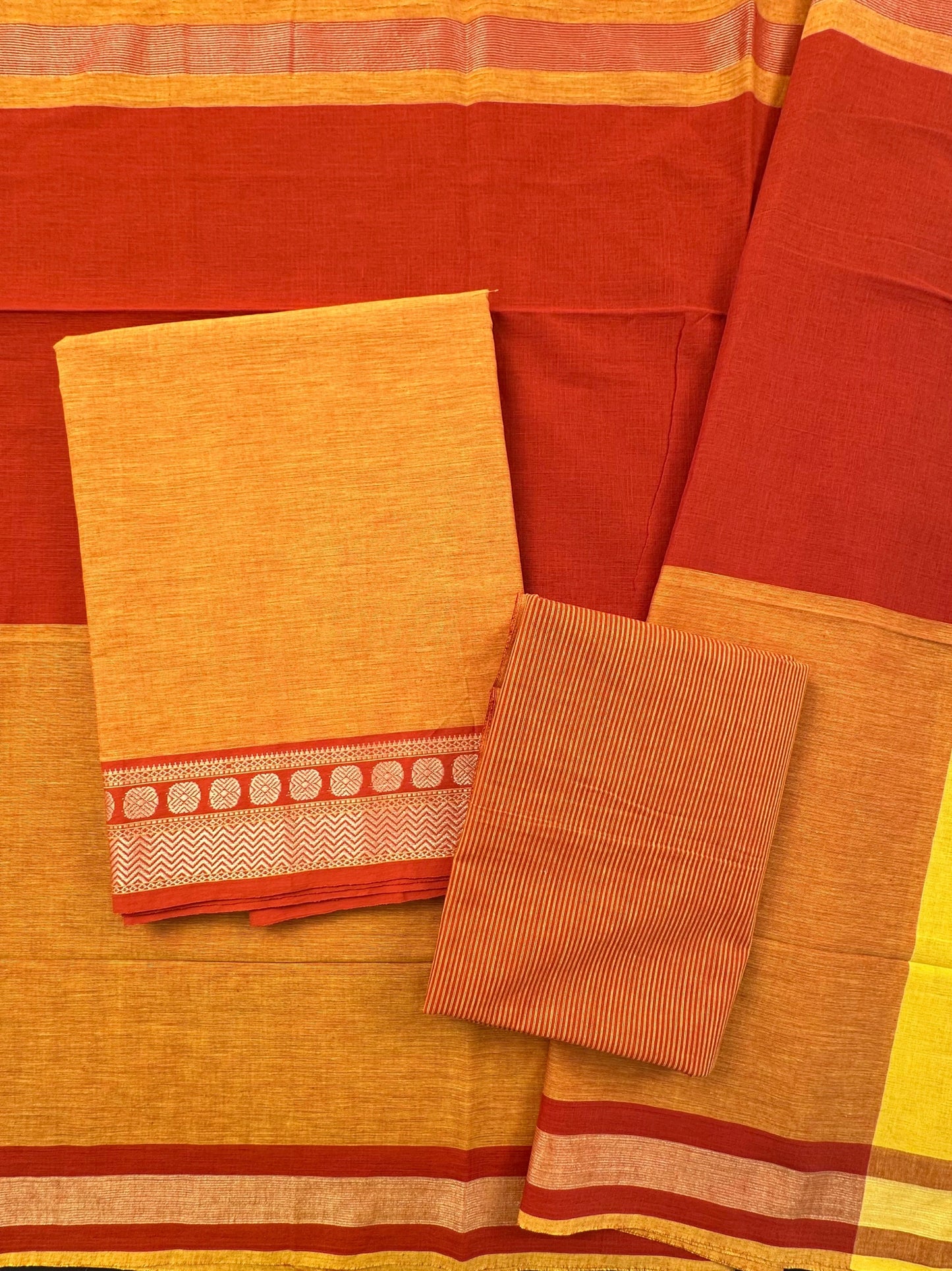 Mustard Dharwad South Cotton 3-Piece Suit