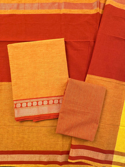 Mustard Dharwad South Cotton 3-Piece Suit