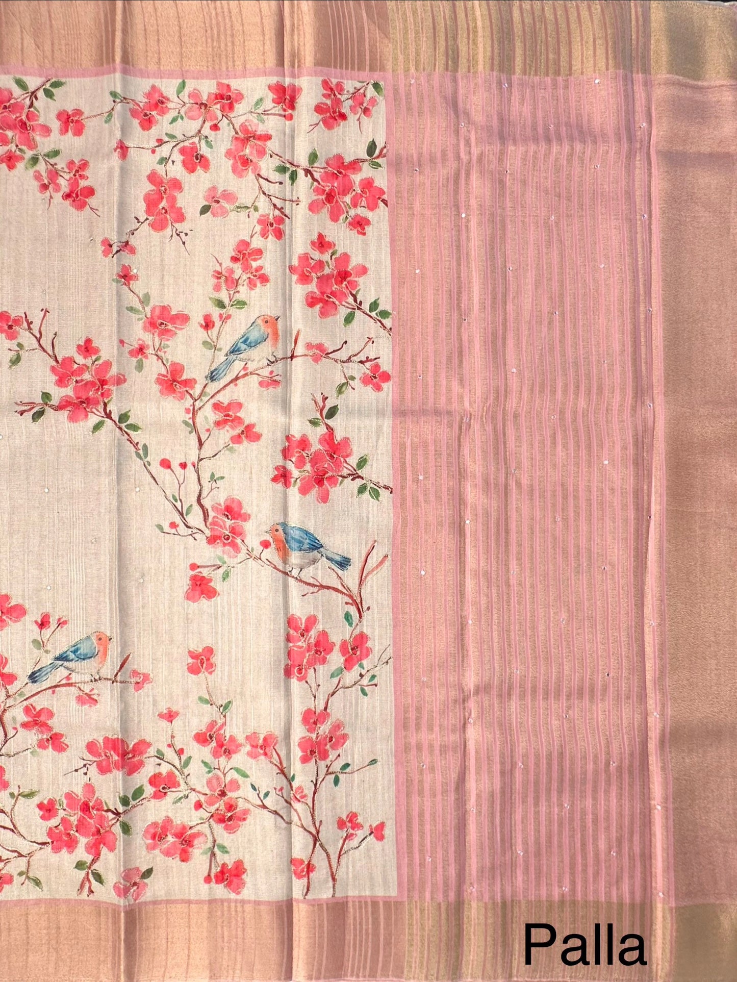 Beige-Pink Diraa Tissue Saree