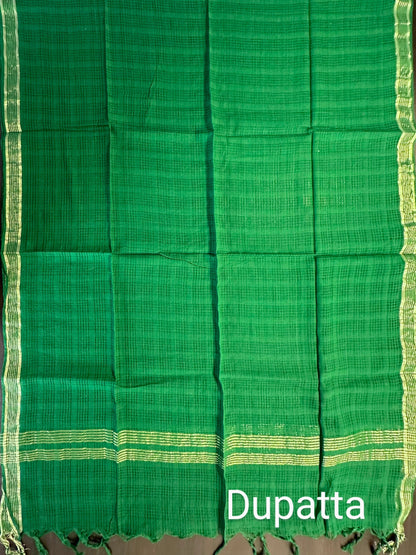 Olive Green Handloom South Cotton Suit