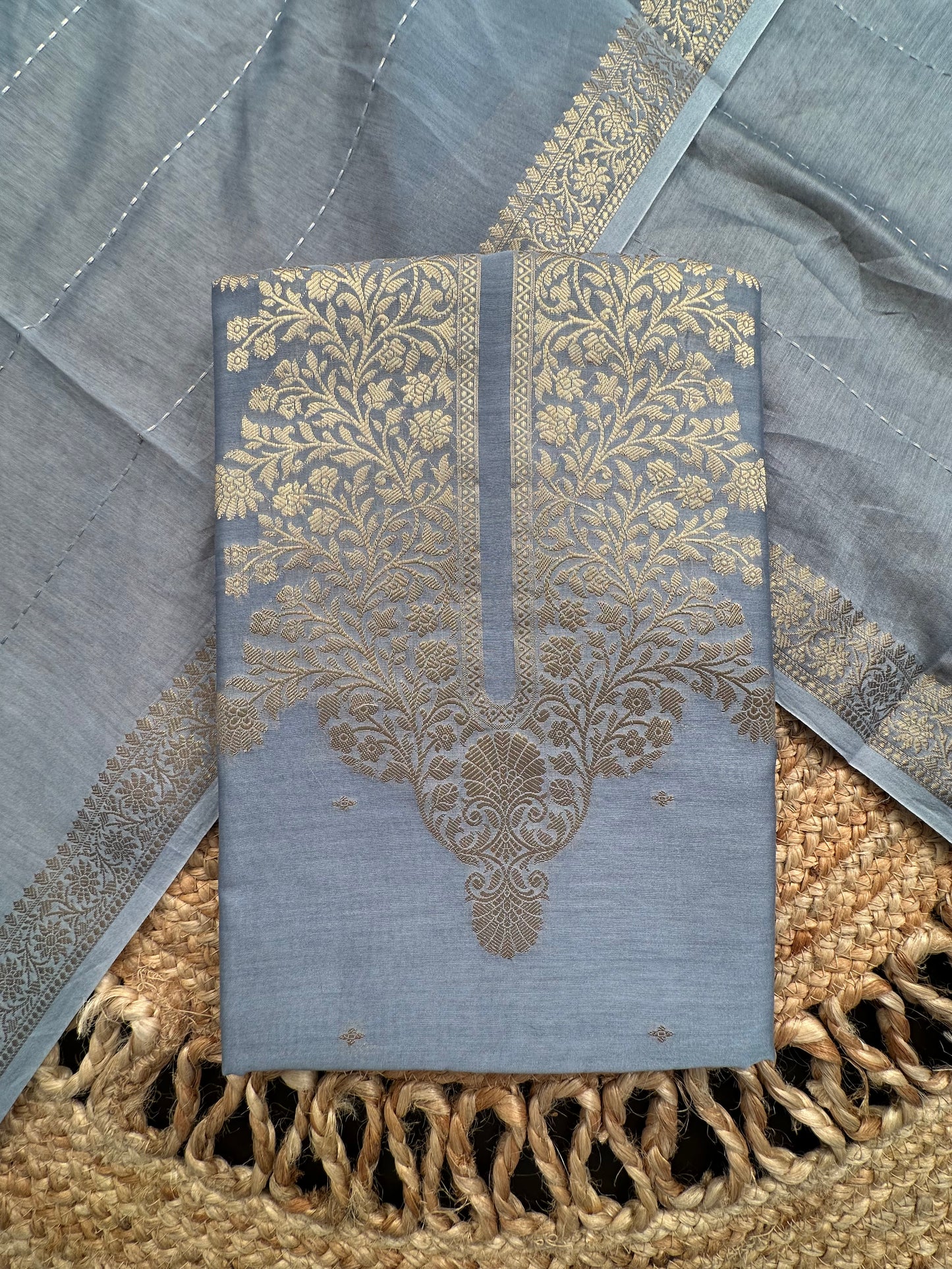 Powder Blue Handloom Chanderi Suit