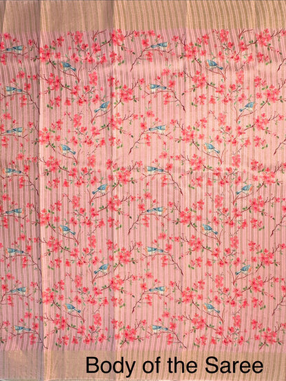 Beige-Pink Diraa Tissue Saree