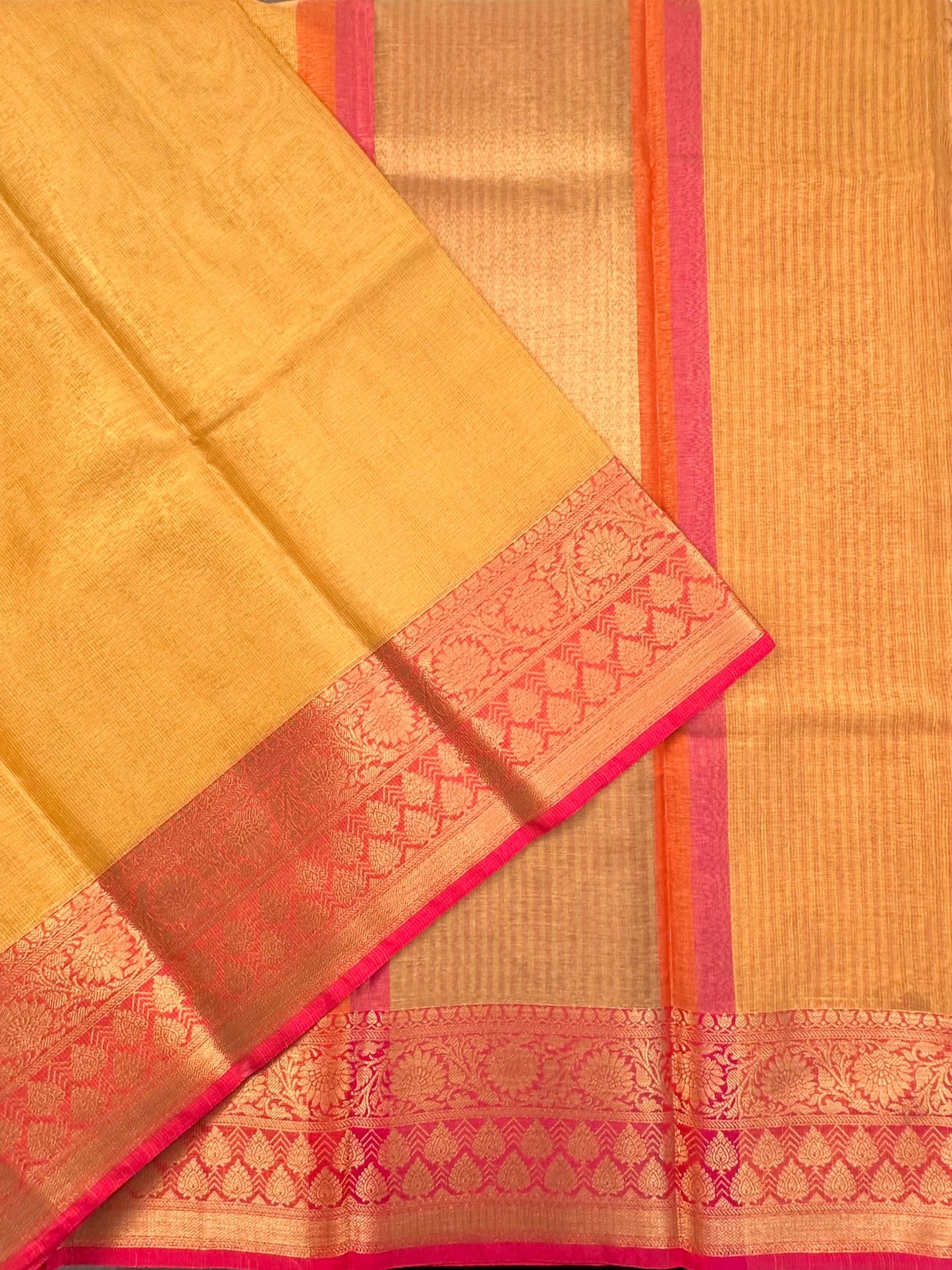 Yellow Kirat Tissue Saree