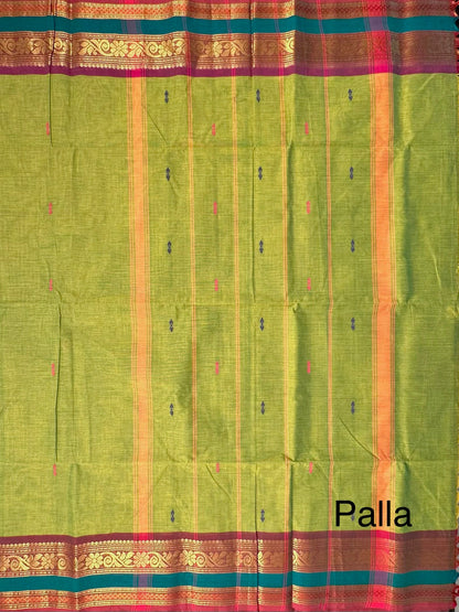 Parrot Green Narayanpet Cotton Saree