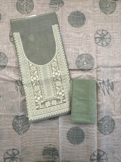 Pista Green Cotton 3-Piece Suit