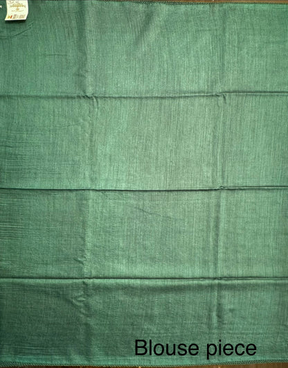 Bottle Green Muga Silk Saree