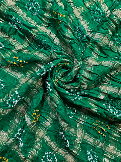 Green Gharchola Bandhej Gajji Silk Saree