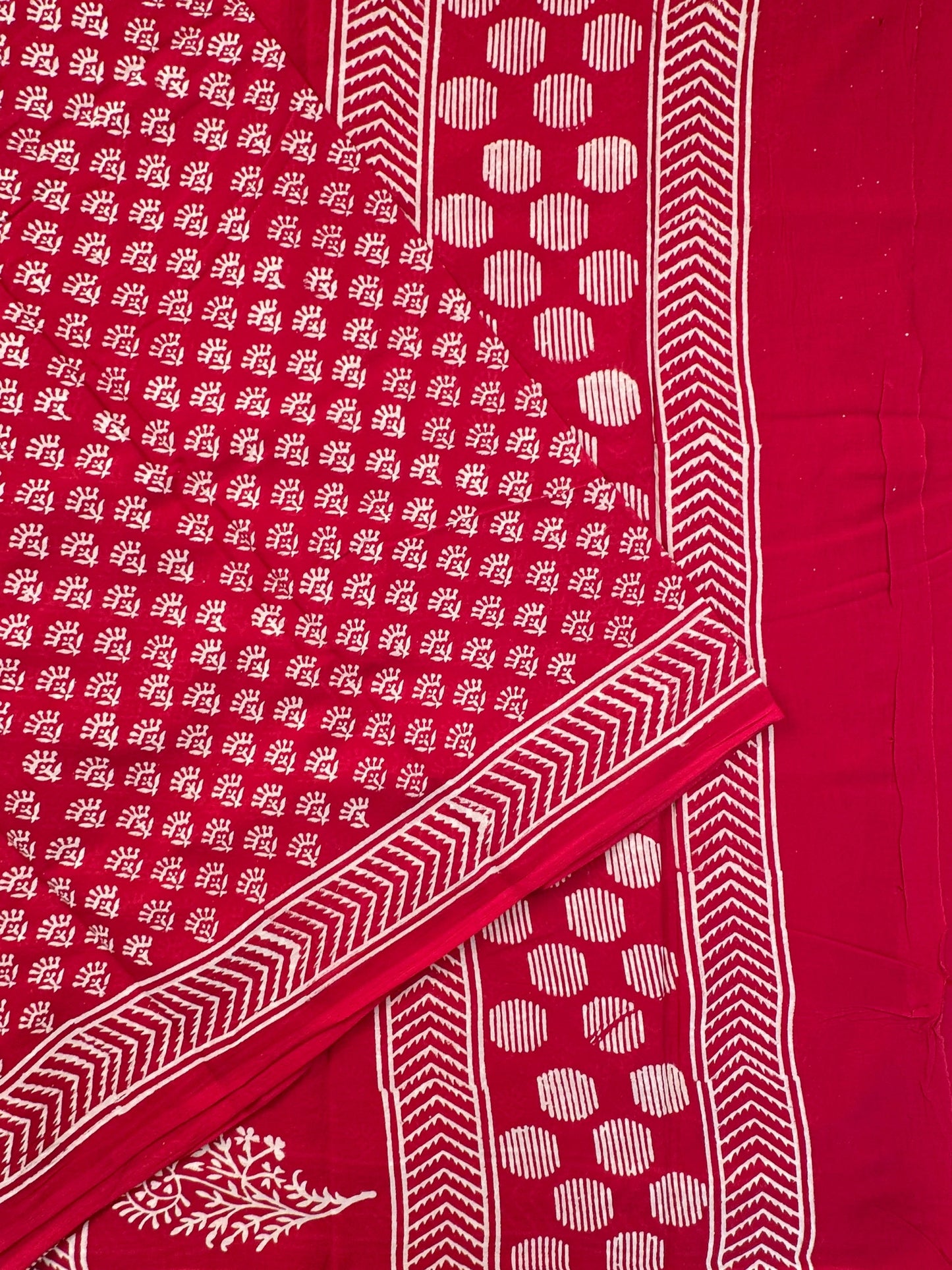 Red Bagru Hand Block Print Pure Cotton Saree