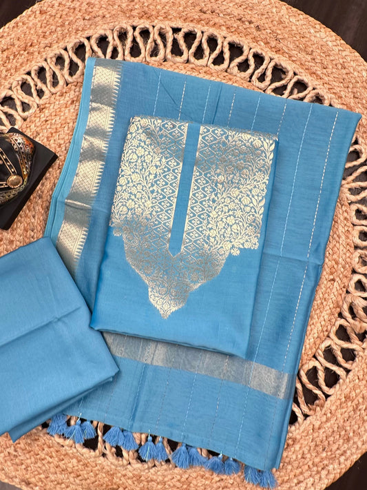 Baby Blue Dhruvisha Handloom Chanderi Suit