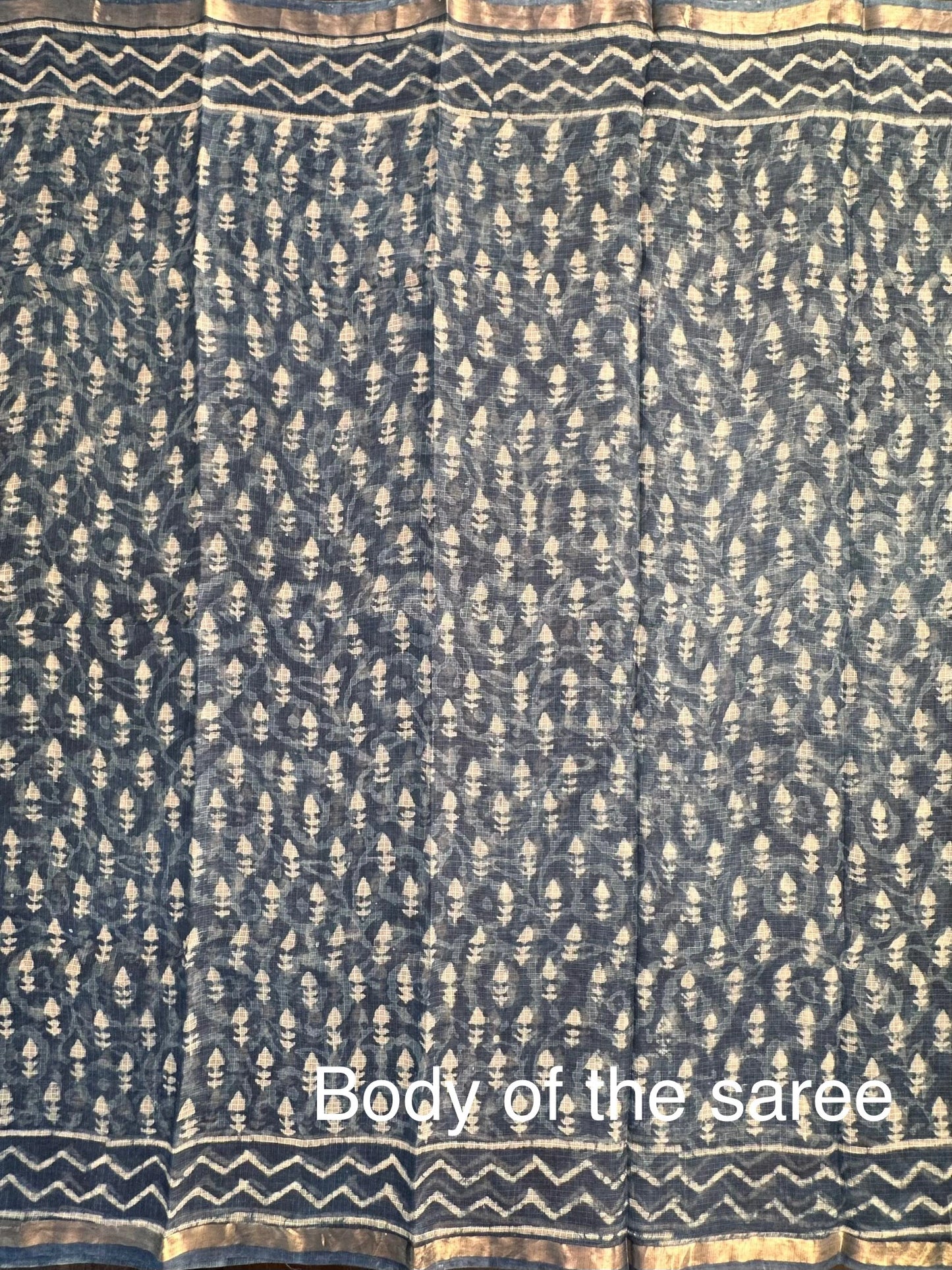 Indigo Kota Doria Cotton-Silk Saree