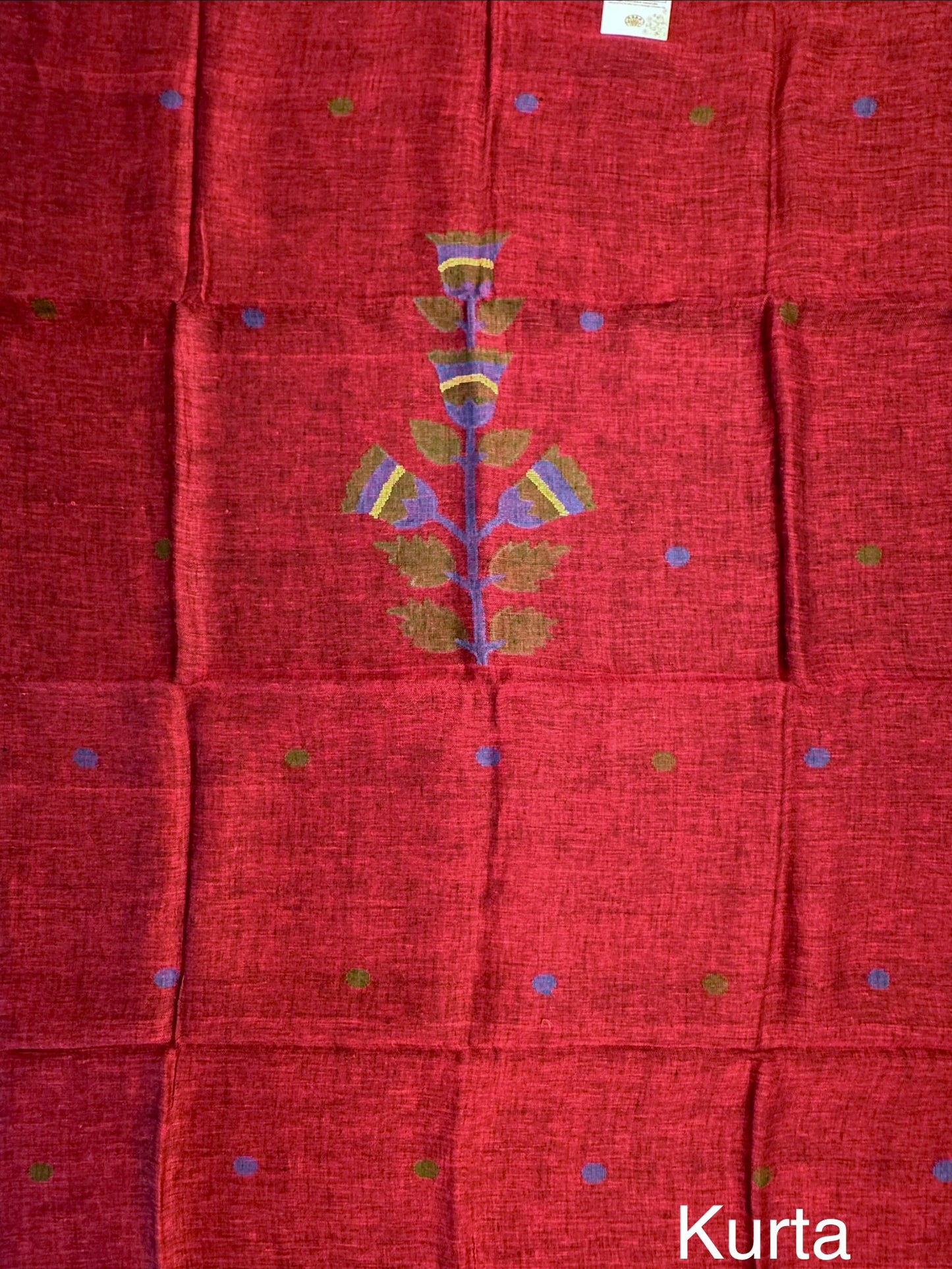 Maroon Linen Dhakai 2 Piece Kurta Dupatta Unstitched Set