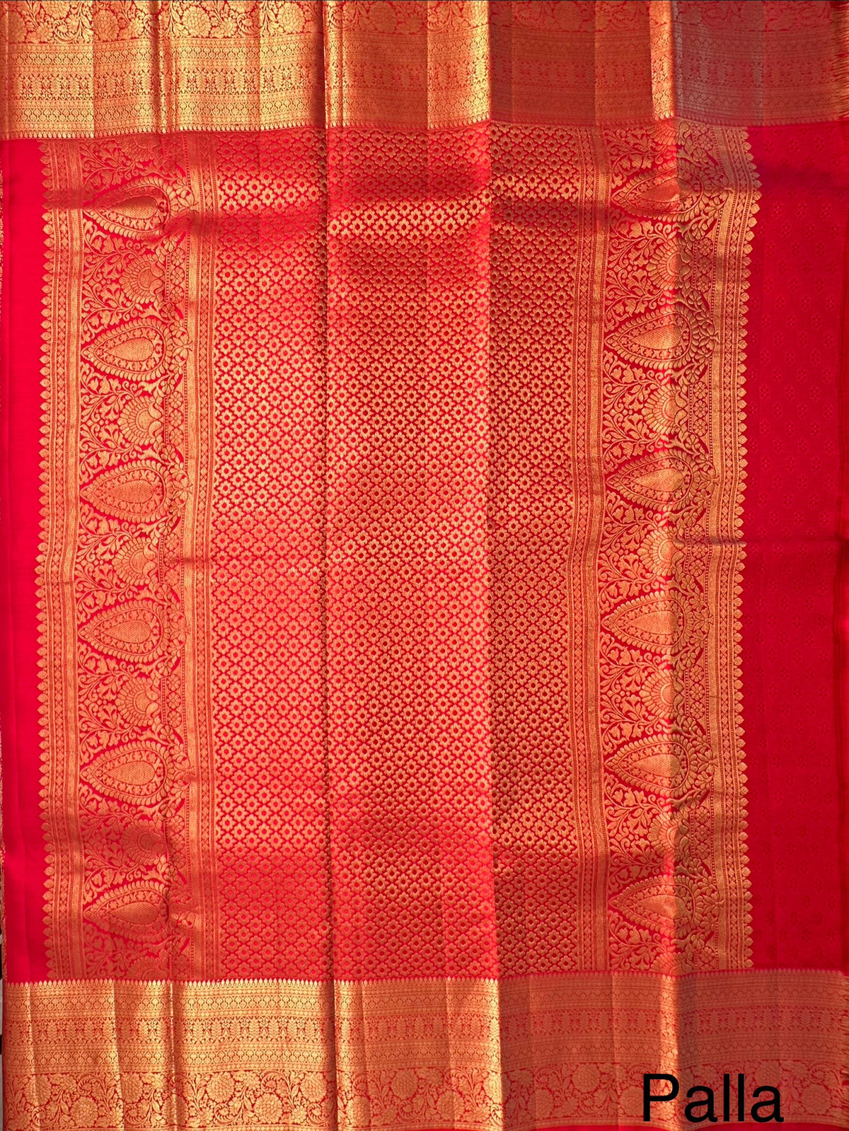 Red Handloom Kanjivaram Jamawar Pure Silk Saree