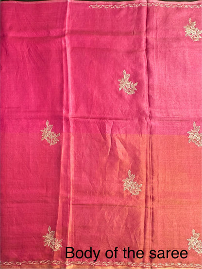 Rani Aari Work Tissue Silk Saree