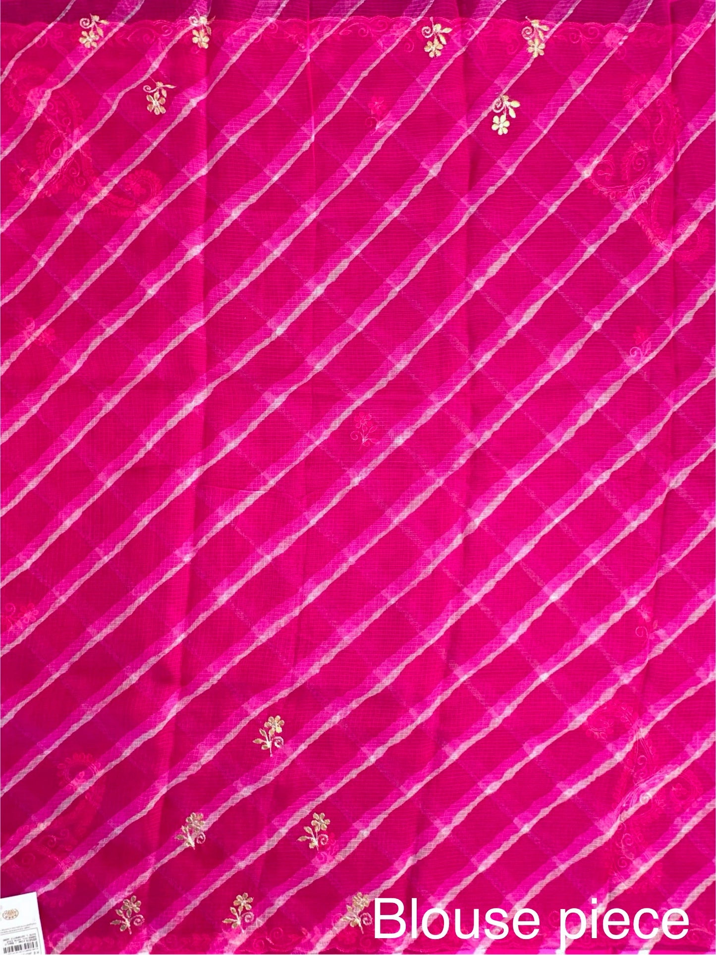 Rani Kyra Leheriya Kota Doria Pure Silk Saree With Gota Patti Work