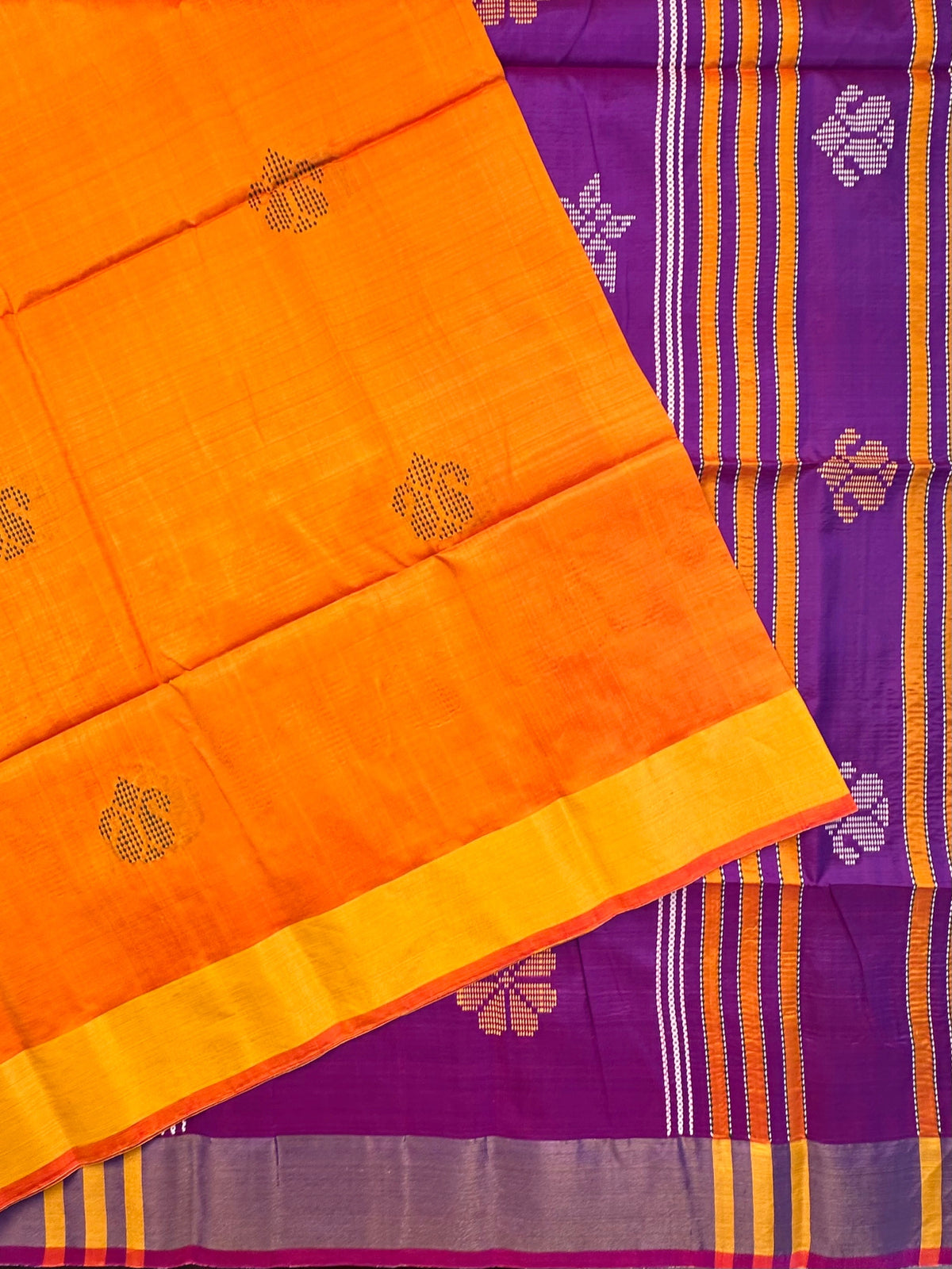 Mustard-Purple Assam Resham Weave Pure Silk Saree