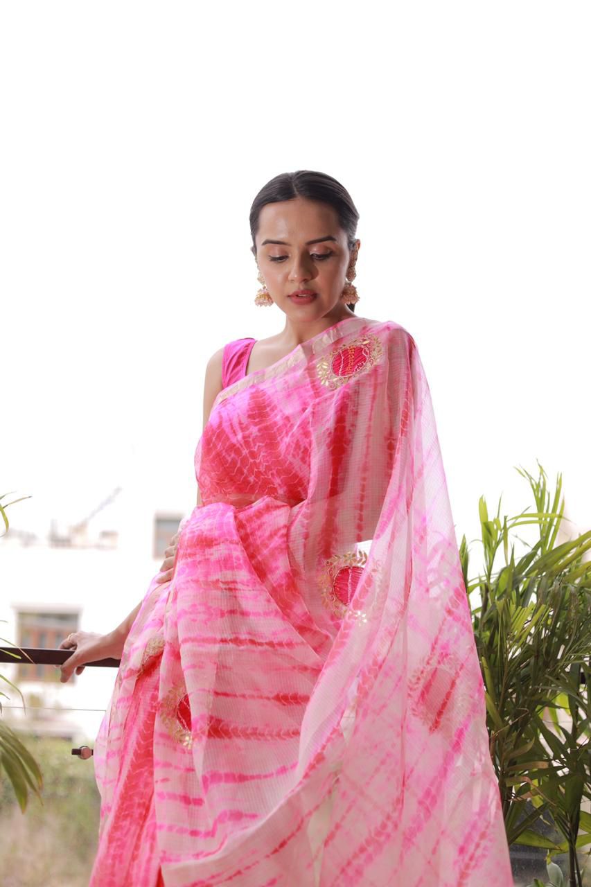 Shibori Bandhej Kota Silk Saree