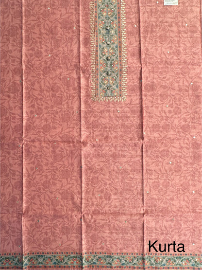 Coral Pink Fancy Cotton 3-Piece Suit