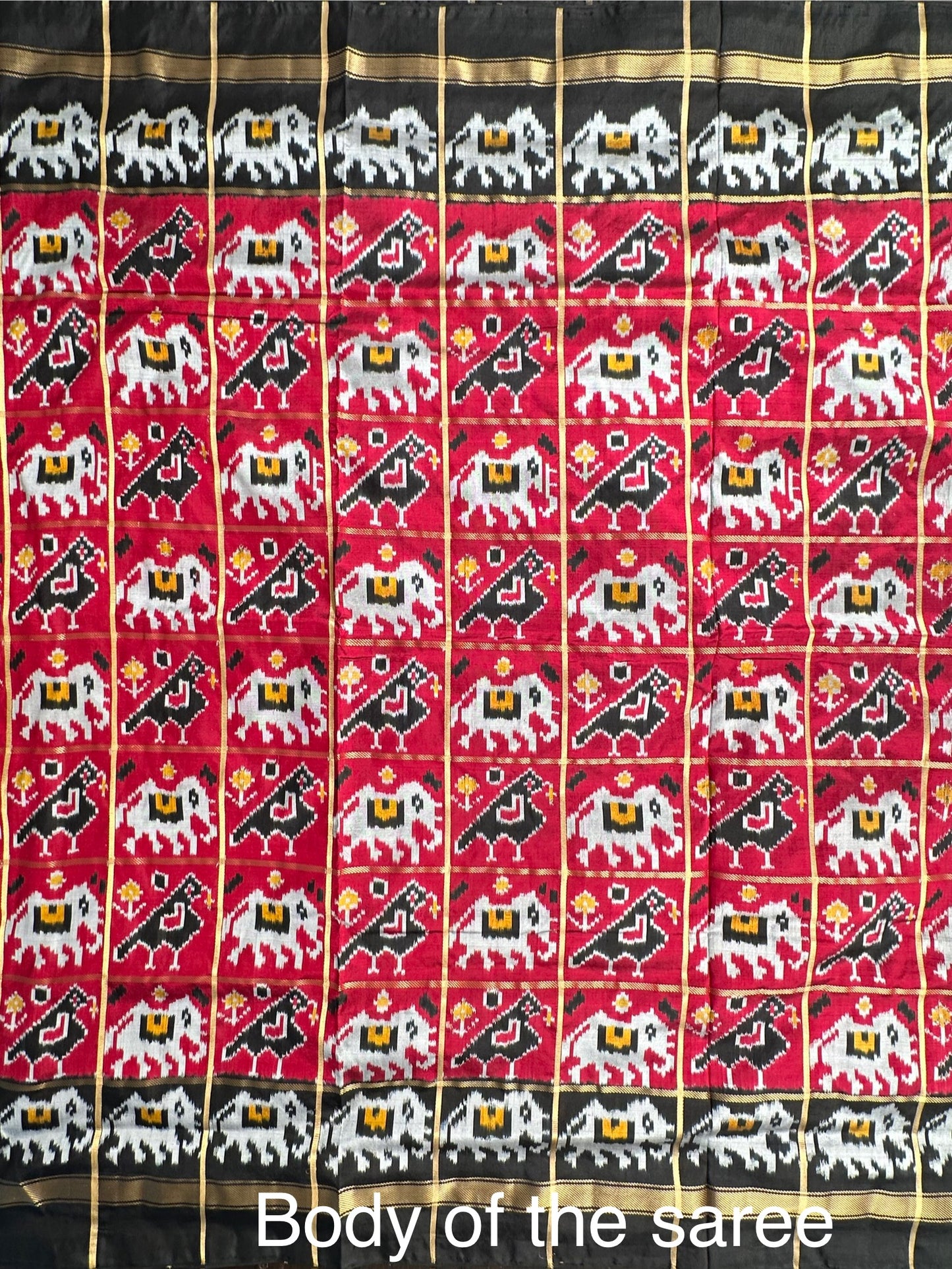 Maroon-Black Patola Pure Silk Saree