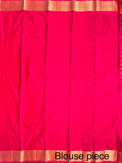 Maroon-Rani Pondicherry Pure Silk Saree