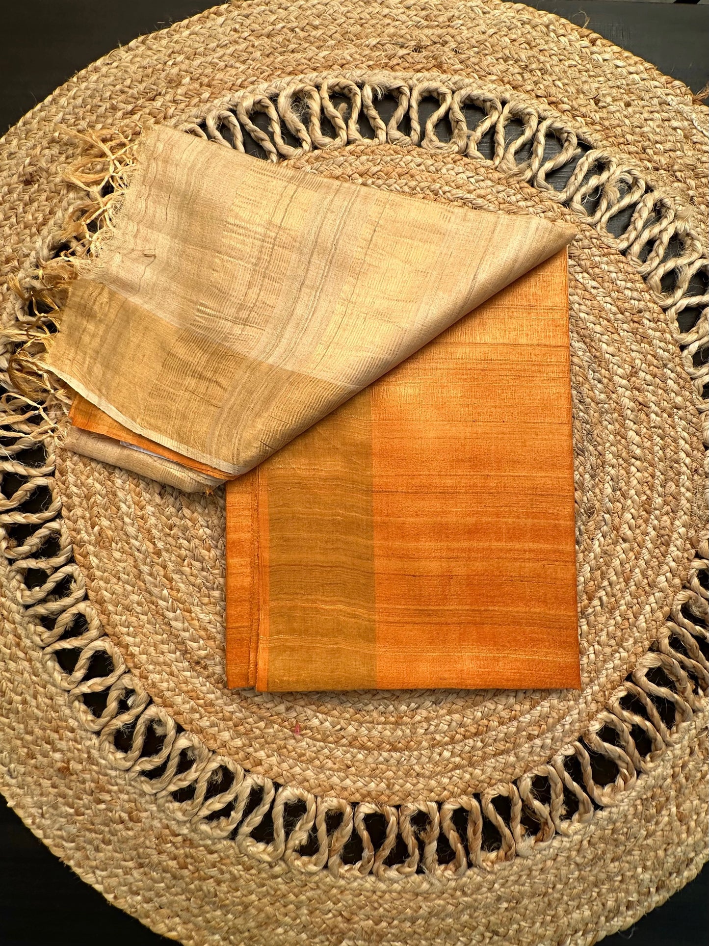 Mustard Handloom Tussar Silk Saree