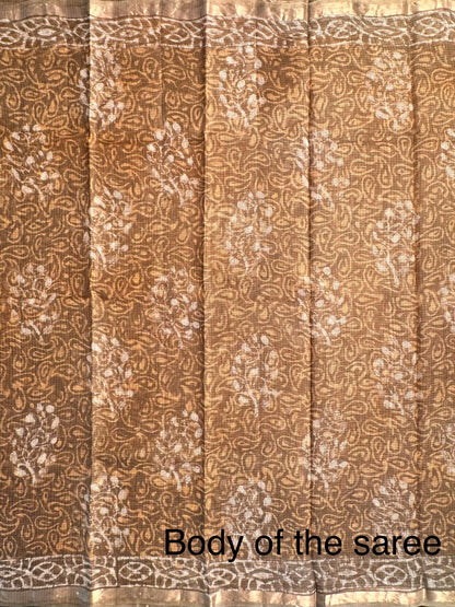 Mehendi Green Kota Doria Cotton-Silk Saree