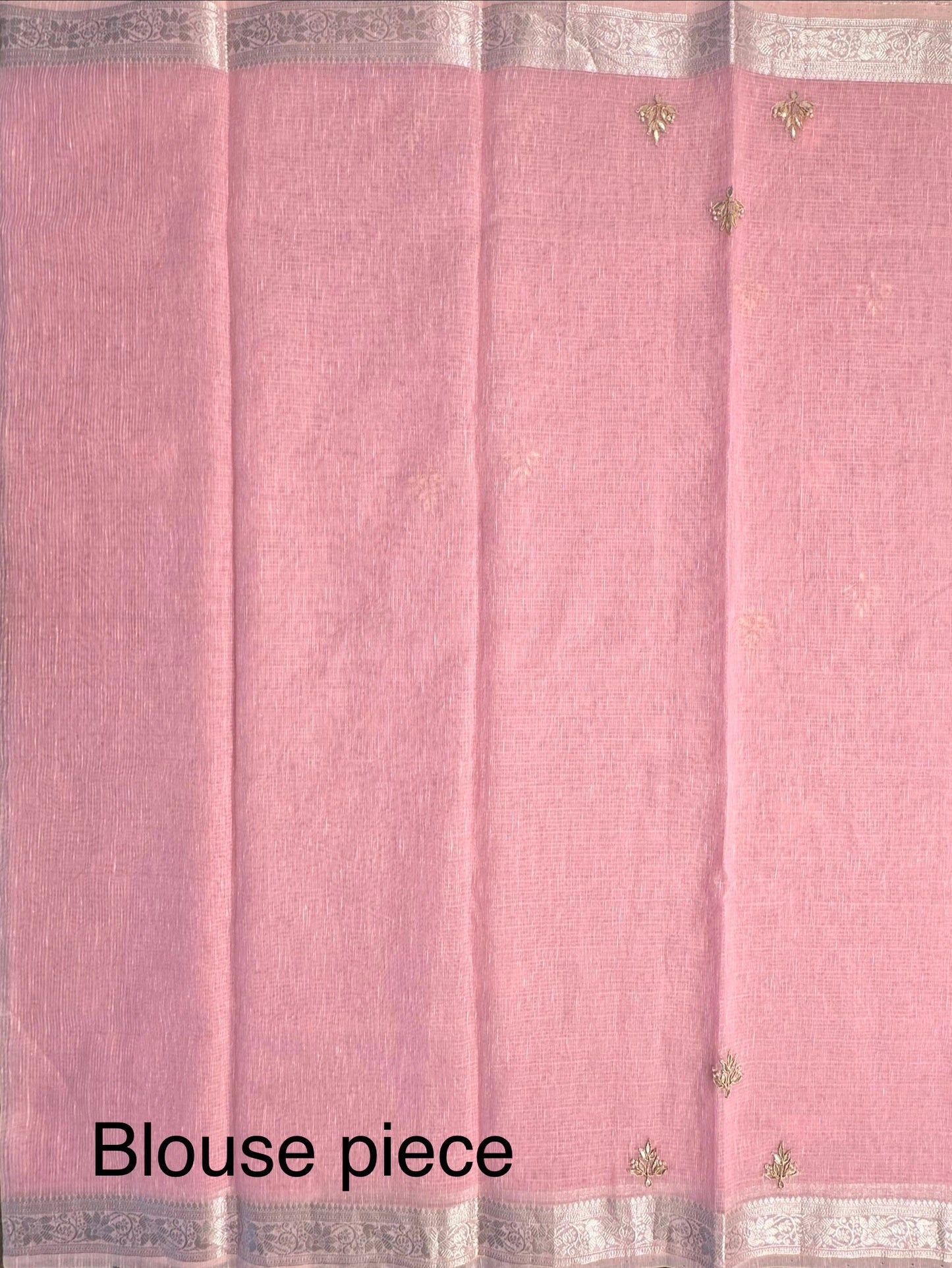 Pink Fancy Cotton Saree With Hand Work
