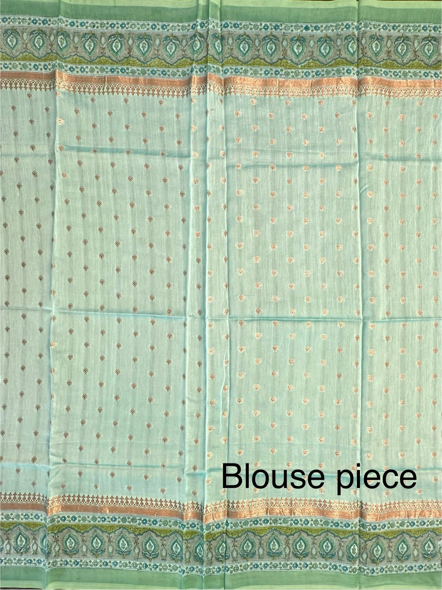 Sea Green Chanderi Saree with Hand Block Print
