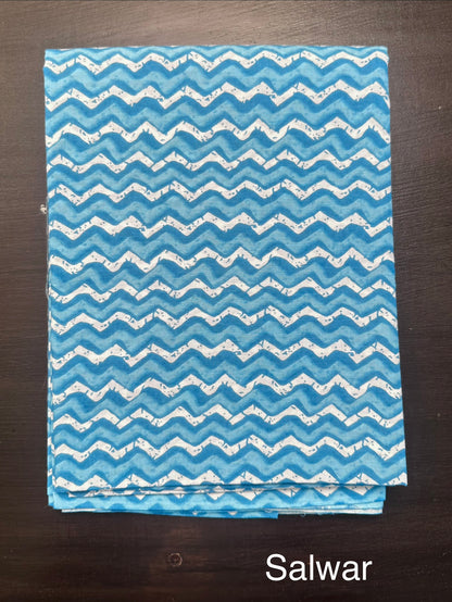 Blue Jaipuri Necktie Cotton 3-Piece Suit
