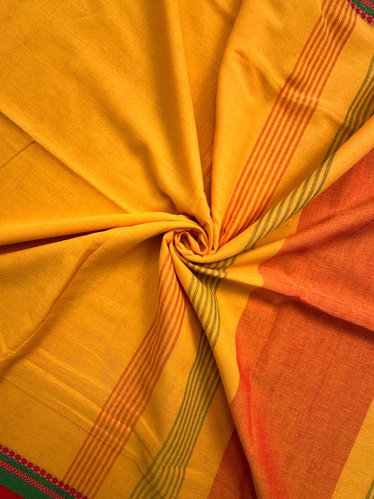 Yellow-Red Piyali Bengal Cotton Saree
