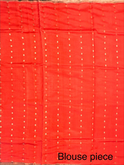 Orange-Coral Vedika Banarasi Pure Silk Saree