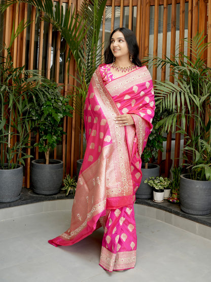 Rani Pure Banarasi Silk Saree With Gotapatti & Zarodozi Work