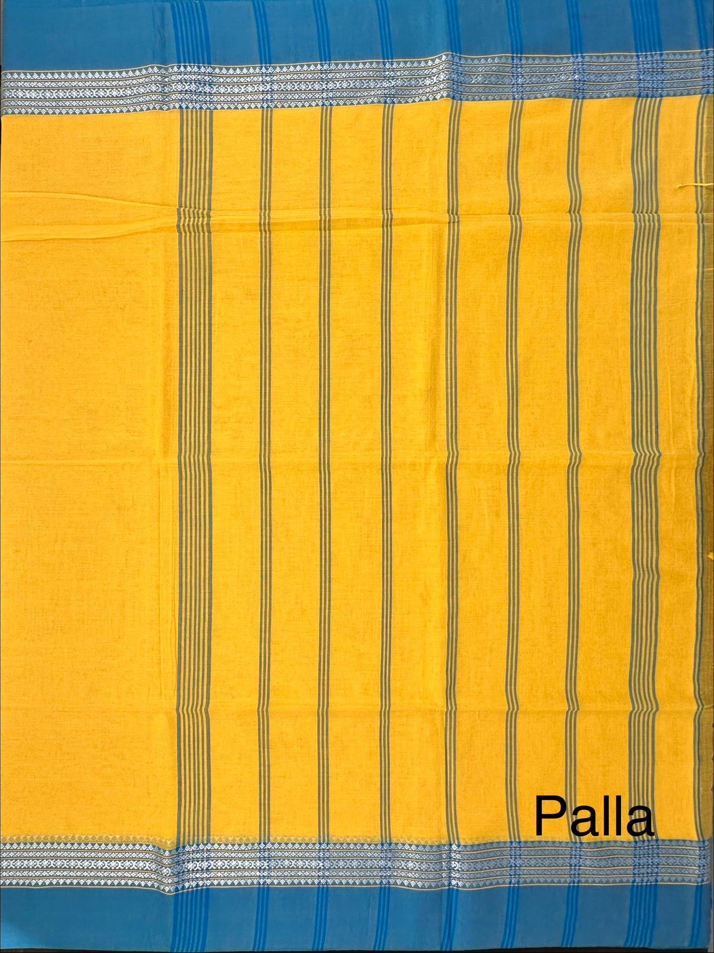 Yellow-Firozi Piku Bengal Cotton Saree