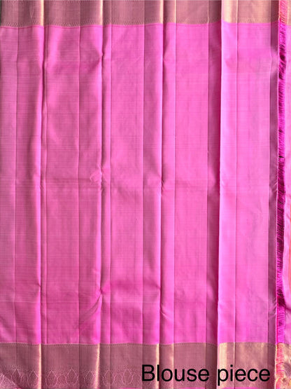 Wine-Pink Handloom Kanjivaram Pure Silk Saree