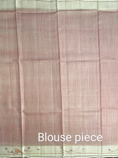 Dusky Pink Hand Print Saree