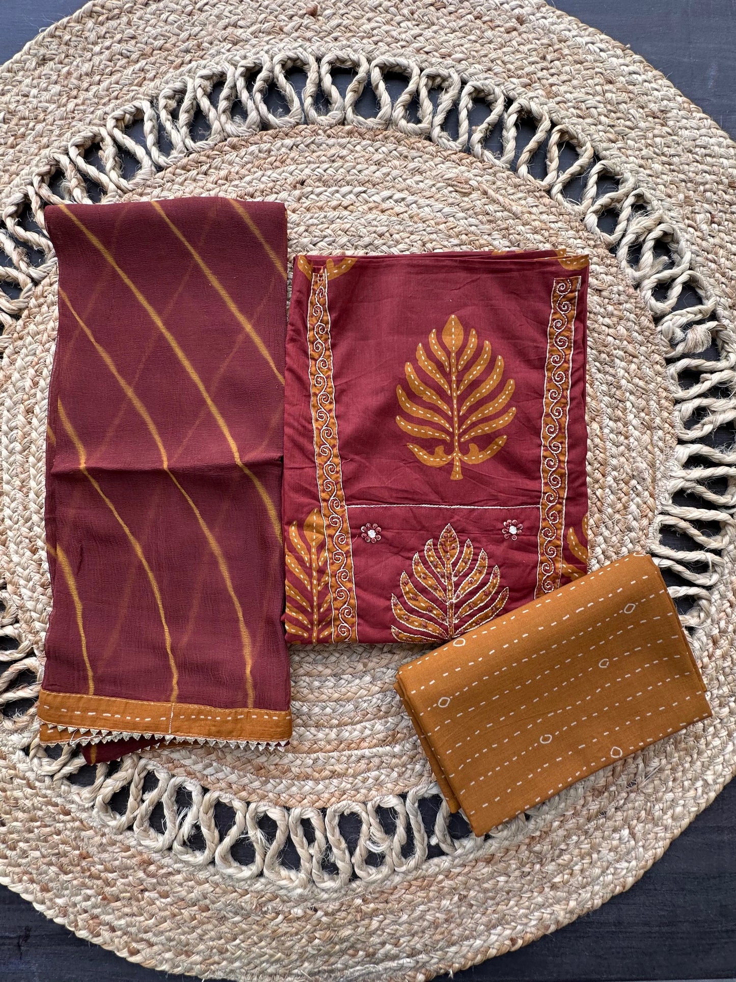 Rust Printed Rati Pure Cotton Suit