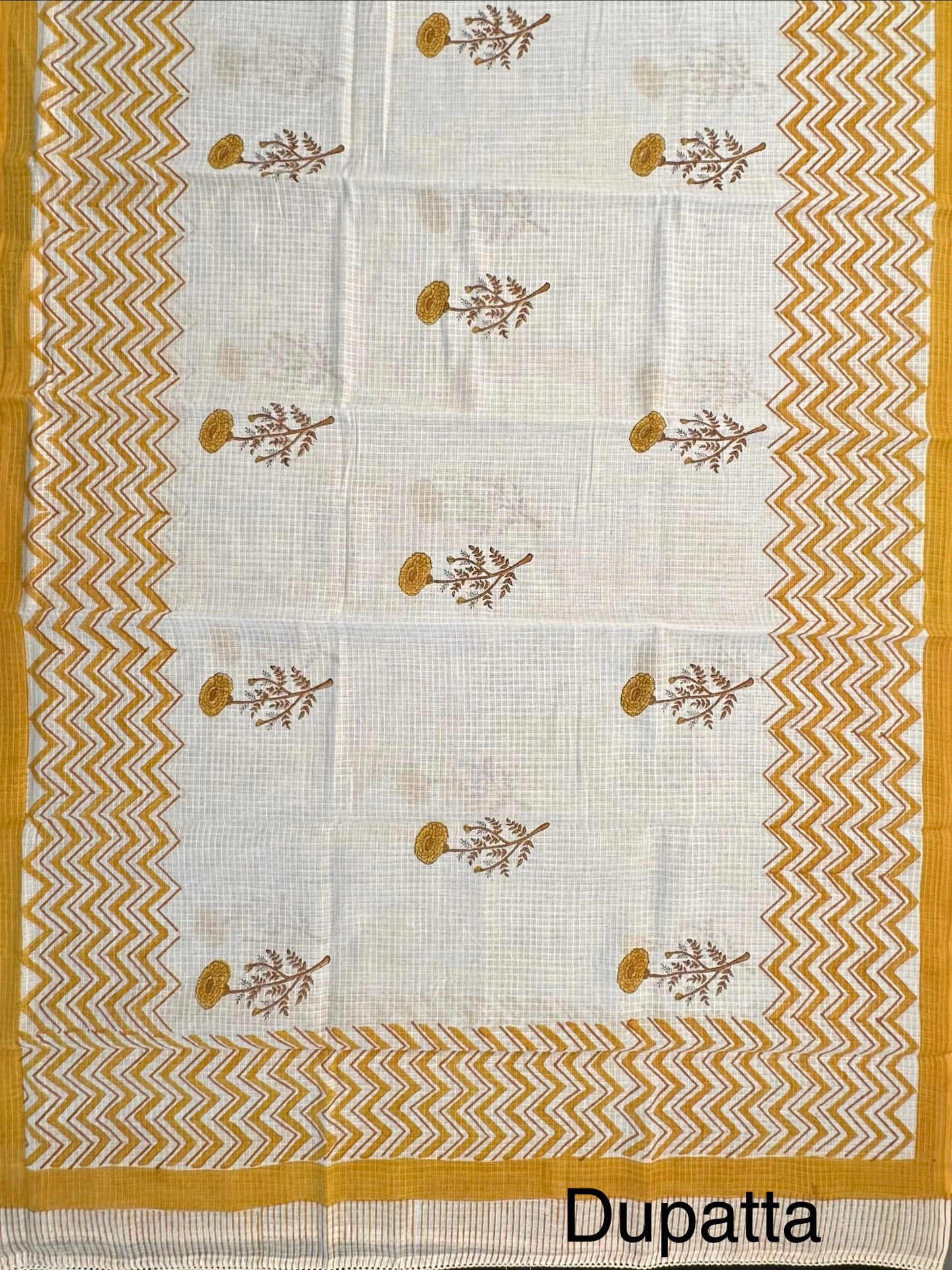 Mustard Jute Cotton 3-piece Unstitched Suit