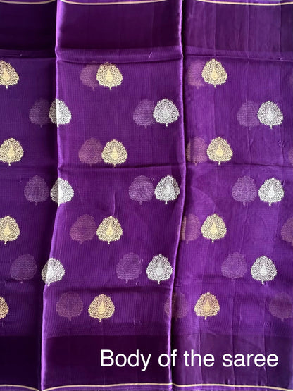 Purple Manika Kota Doria Art Silk Saree