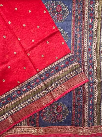 Red Muga Silk Saree