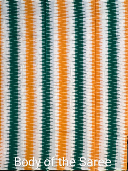 B.Green-Mustard Ikkat Cotton Saree