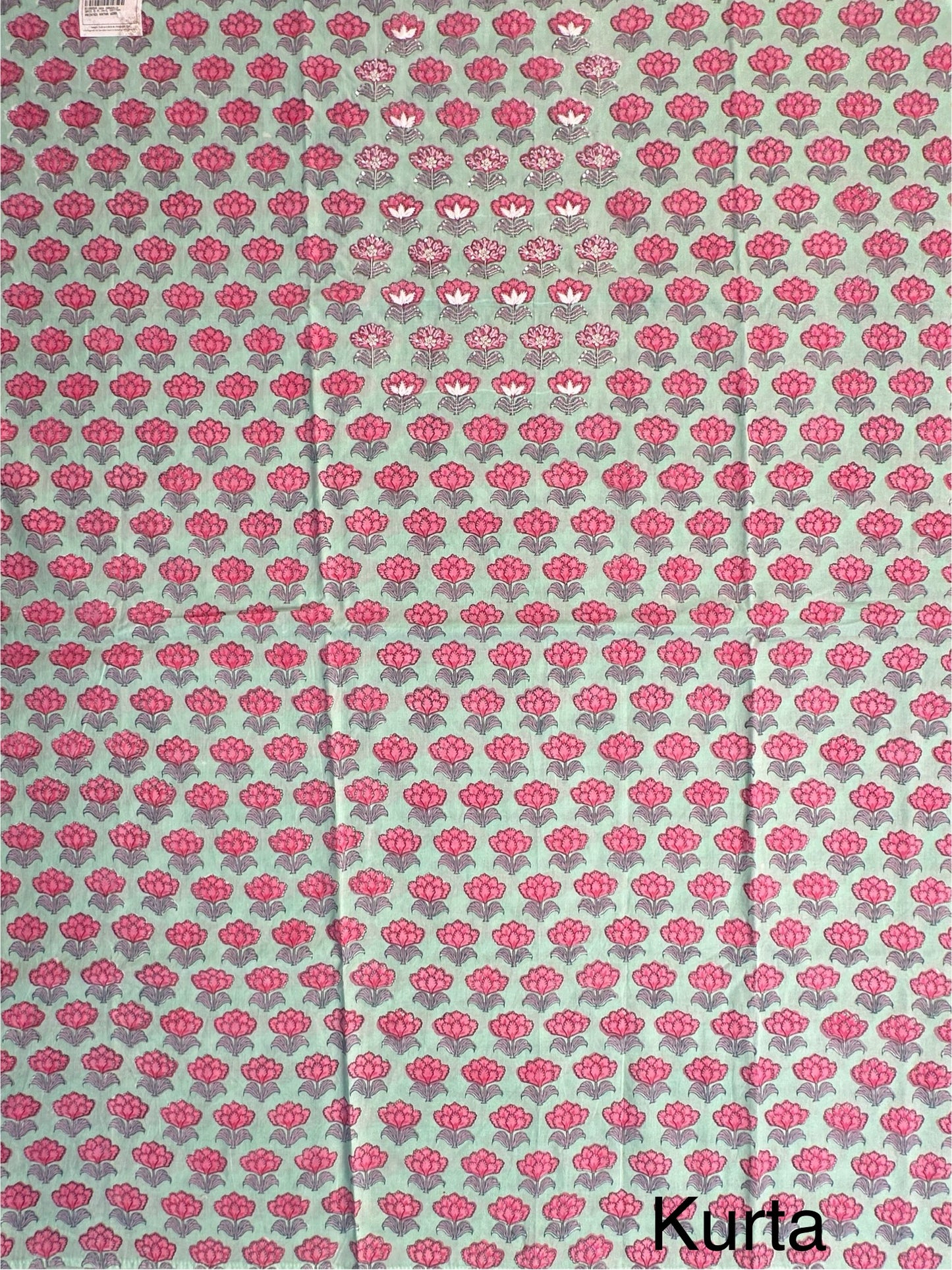 Pista Green Block Printed Pure Cotton Suit