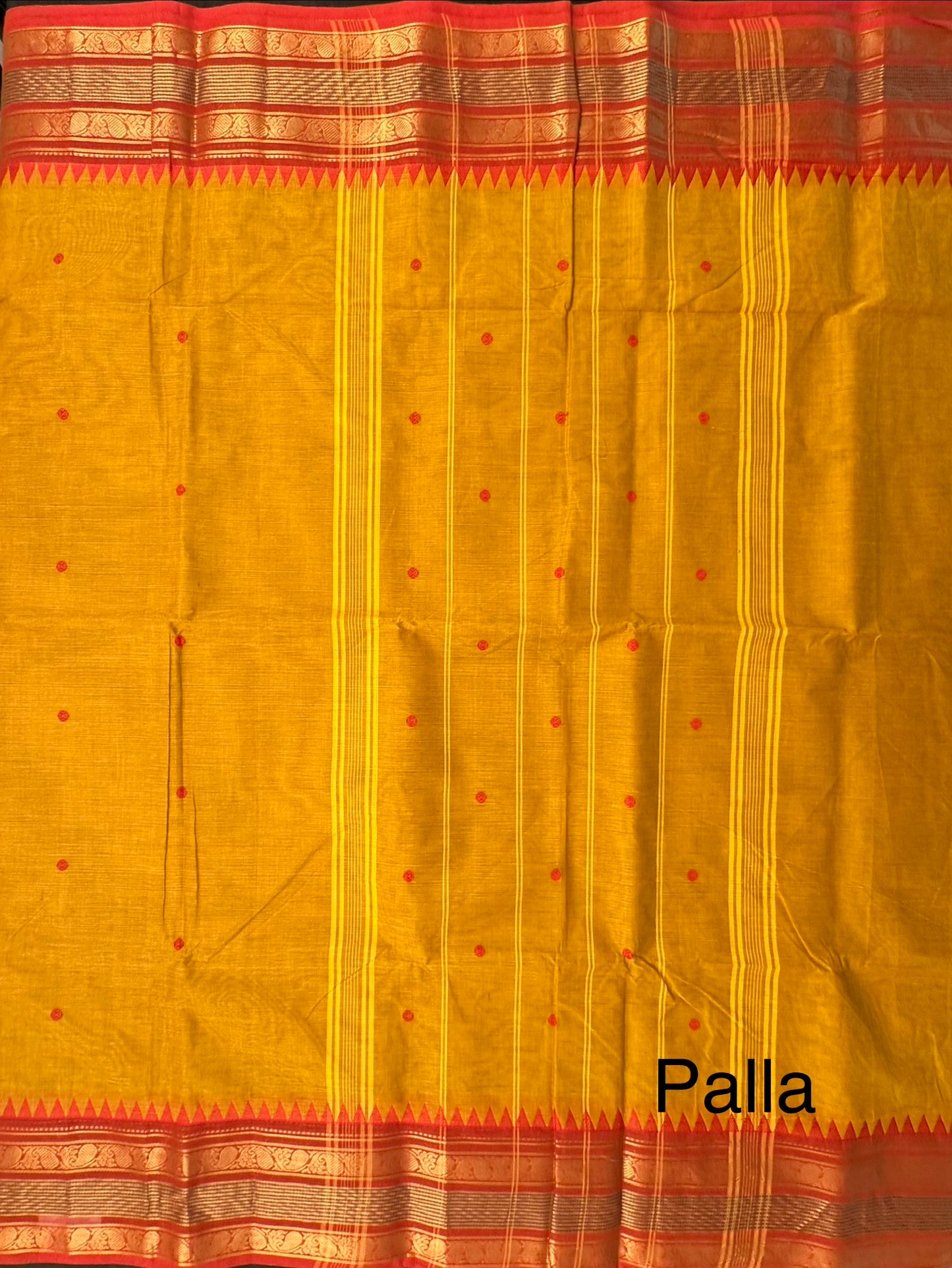 Mustard Narayanpet Cotton Saree