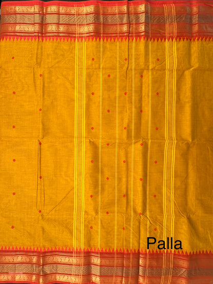 Mustard Narayanpet Cotton Saree