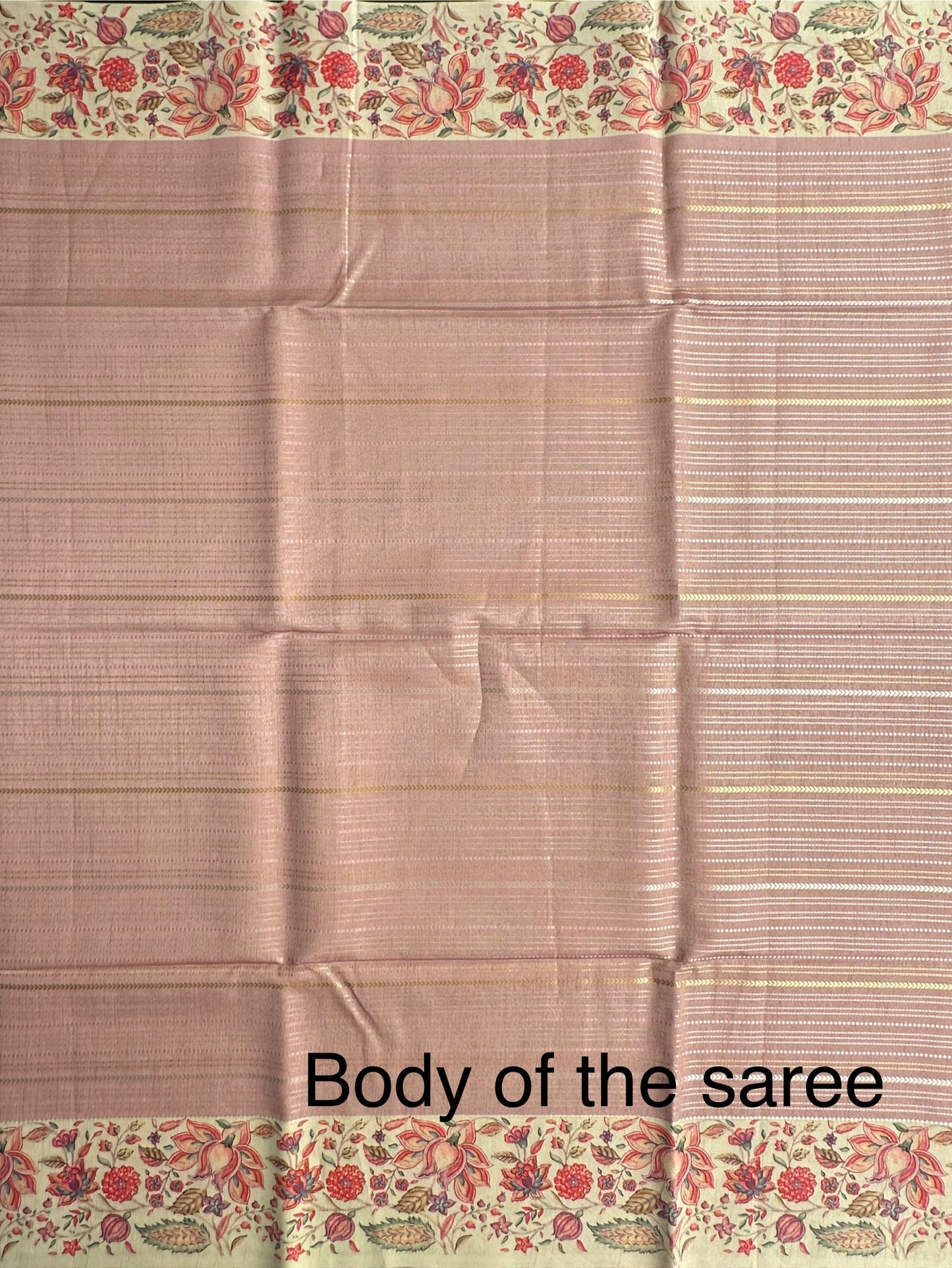 Pink-Beige Printed Art Silk Saree