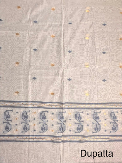 Sky Blue Jacquard 3-piece Unstitched Cotton Suit