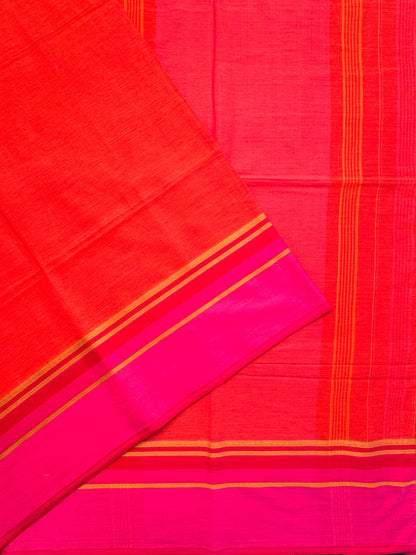 Red-Rani Piyali Bengal Cotton Saree