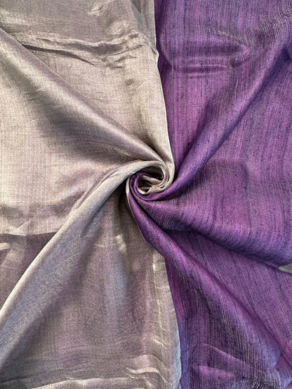 Purple Emboss Pure Tissue Silk Saree