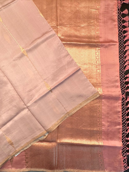 Pink-Baby Pink-Grey Vedika Banarasi Pure Silk Saree