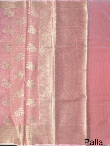 Pink Arvita Kota Doria Fancy Cotton Saree